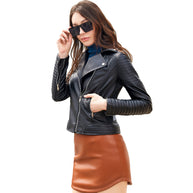 Damen Bikerjacke mit modischen Steppdetails und asymmetrischem Reißverschluss WW