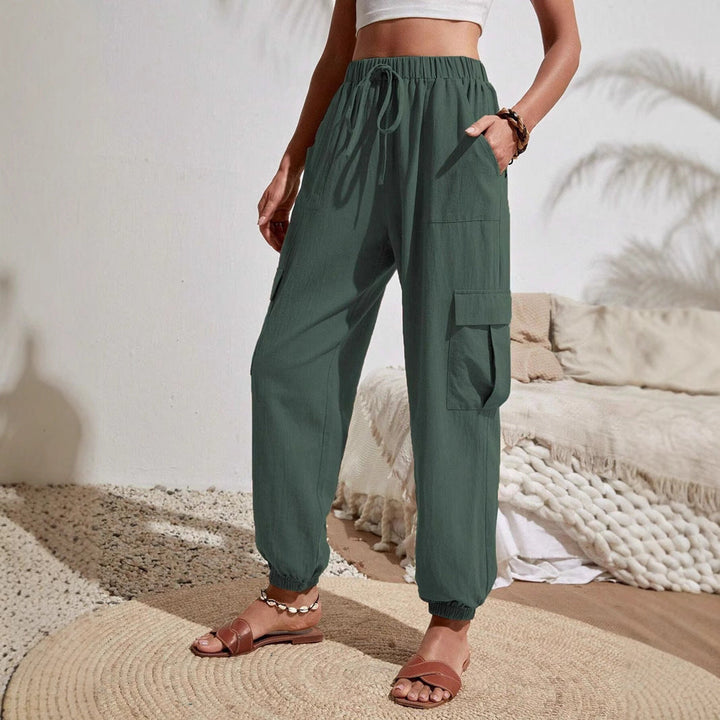 Damen Cargo-Hose mit elastischem Bund und praktischen Seitentaschen W&W Mode