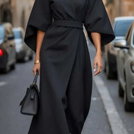 Damen Elegantes Maxikleid mit Puffärmeln und tailliertem Schnitt WW