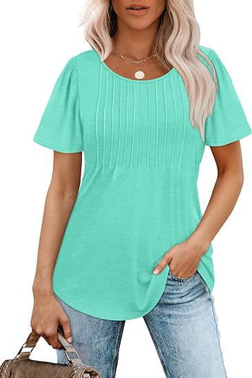 Damen Sommer T-Shirt mit Falten-Design WW