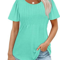 Damen Sommer T-Shirt mit Falten-Design WW