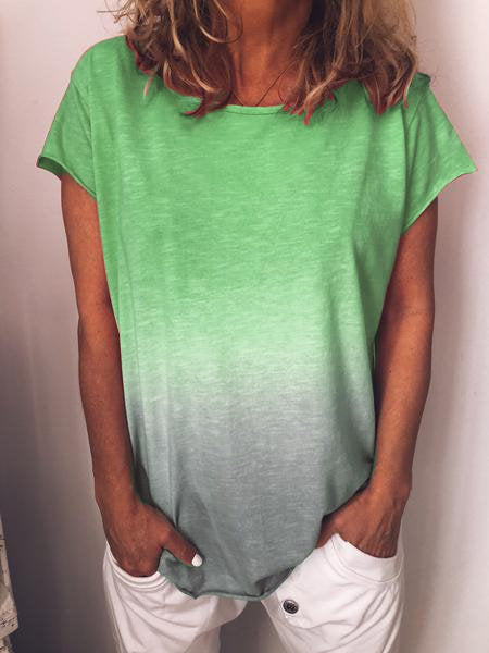 WW | Gradient-Druck Bunt V-Ausschnitt T-Shirt