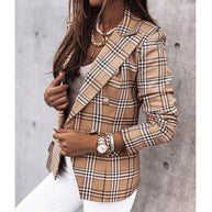 Damen Karierter Blazer mit Doppelreihiger Knopfleiste und Modernem Schnitt WW