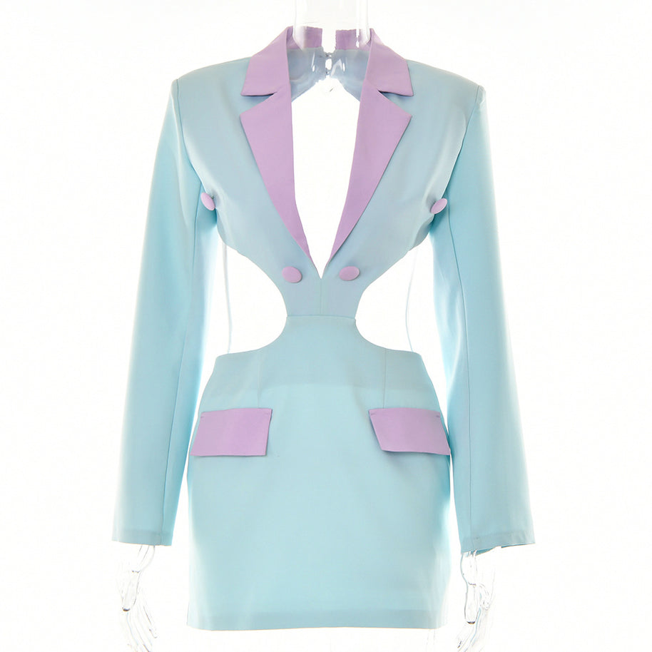 Damen Blazer-Kleid mit aufregendem Cut-Out-Design und kontrastierenden Details W&W