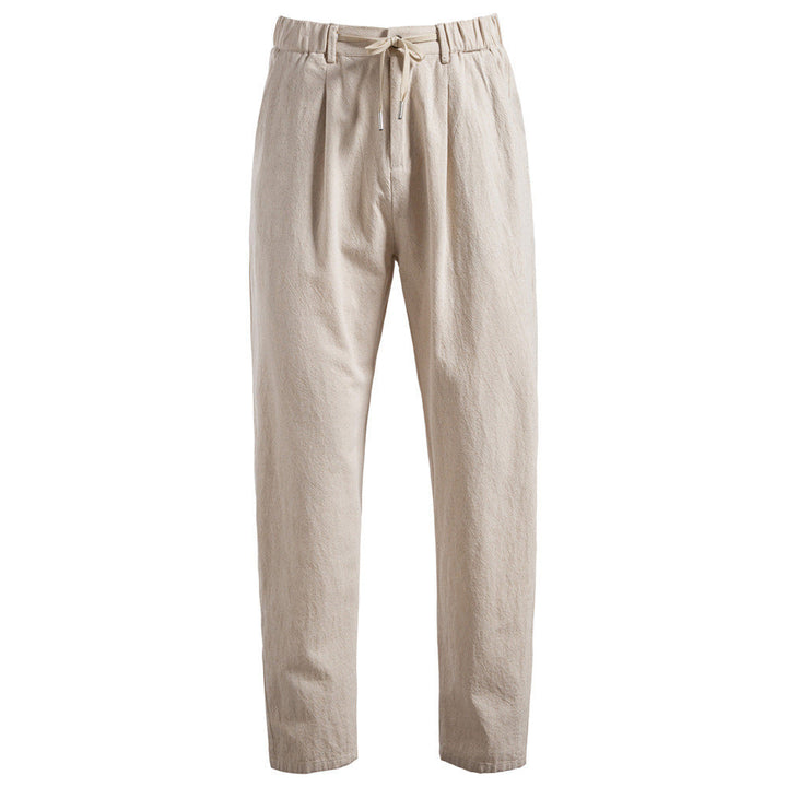Herren nan lässige Bundfaltenhose mit elastischem Tunnelzugbund und schmal zulaufendem Bein W&W Mode