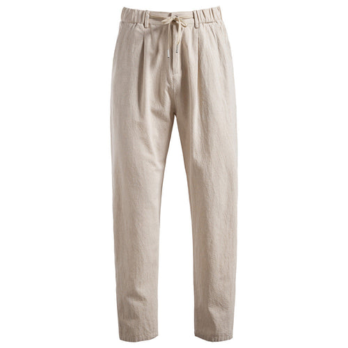 Herren nan lässige Bundfaltenhose mit elastischem Tunnelzugbund und schmal zulaufendem Bein W&W Mode