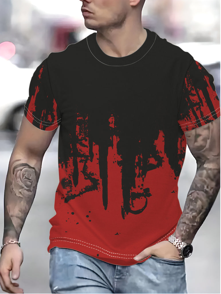 Herren T-Shirt mit kreativem Farbverlauf und einzigartigem Graffiti-Design WW