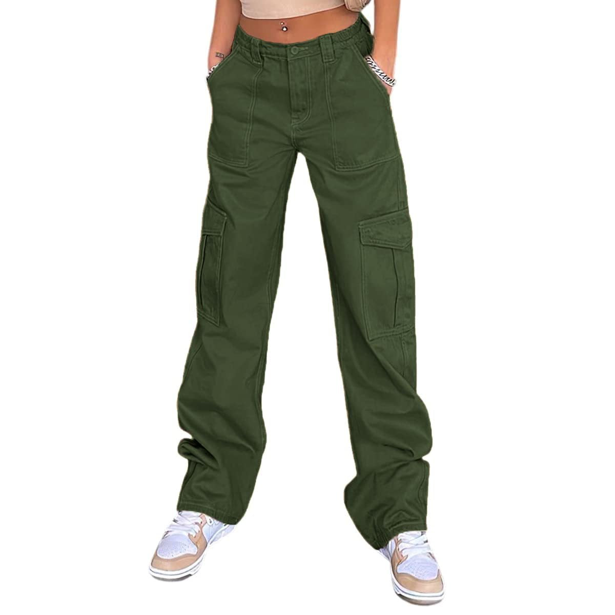 Damen Bequeme Cargo-Hose mit Funktionalen Seitentaschen WW