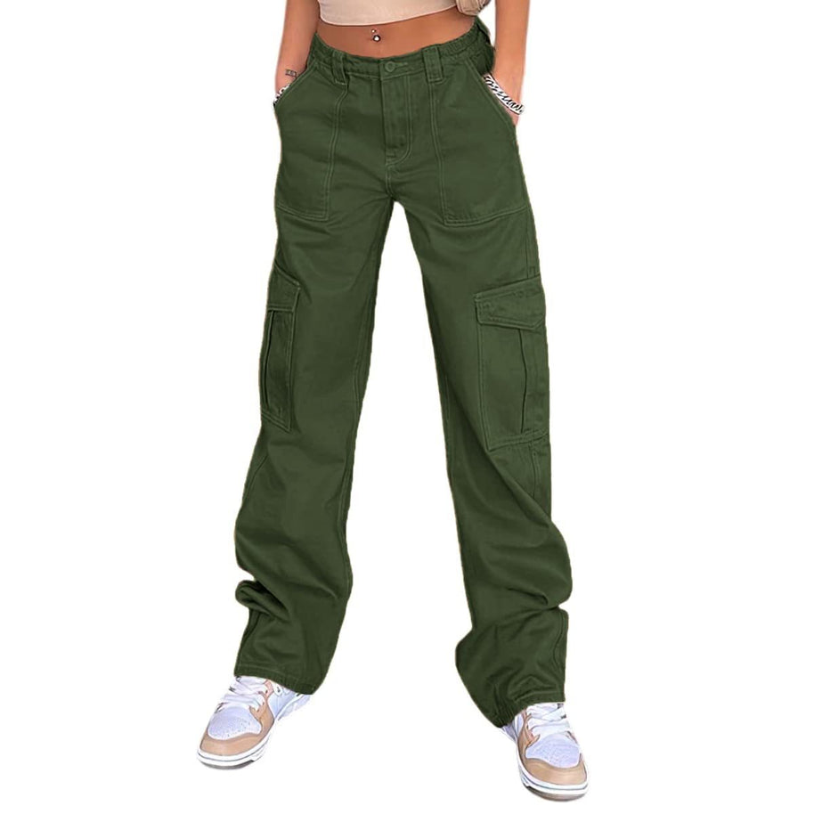 Damen Bequeme Cargo-Hose mit Funktionalen Seitentaschen WW