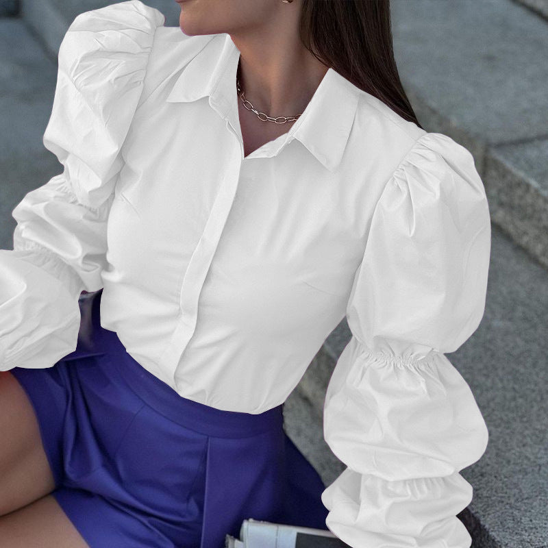 Damen Bluse mit voluminösen Puffärmeln und elegantem Schnitt WW