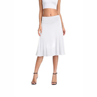 Damen schwingender Midirock mit gerafftem Taillenbund und fließendem Schnitt WW