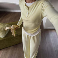 Damen bequeme Lounge-Hose und langärmliges Oberteil-Set WW