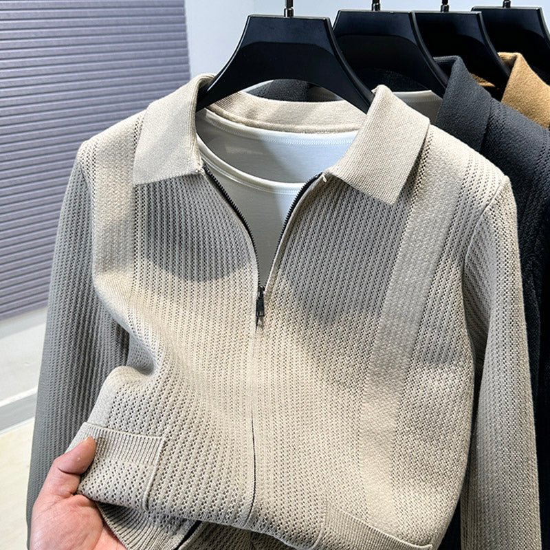 Damen Pullover mit strukturiertem Reißverschluss und klassischem Kragen WW