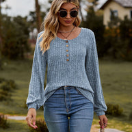 Damen Strickoberteil mit Knopfdetails und lässigem Schnitt WW