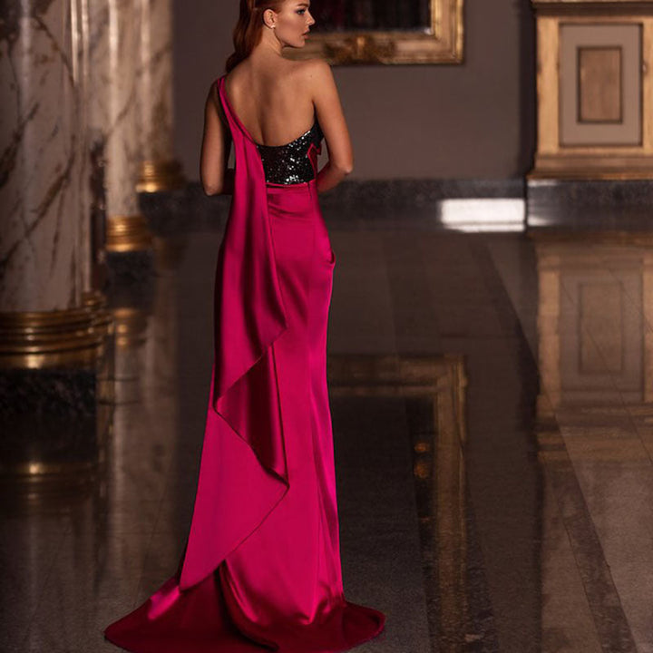 Damen Elegantes Abendkleid mit transparentem Oberteil und hohem Schlitz W&W Mode