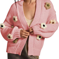 Damen Strickjacke mit Blumenapplikationen WW