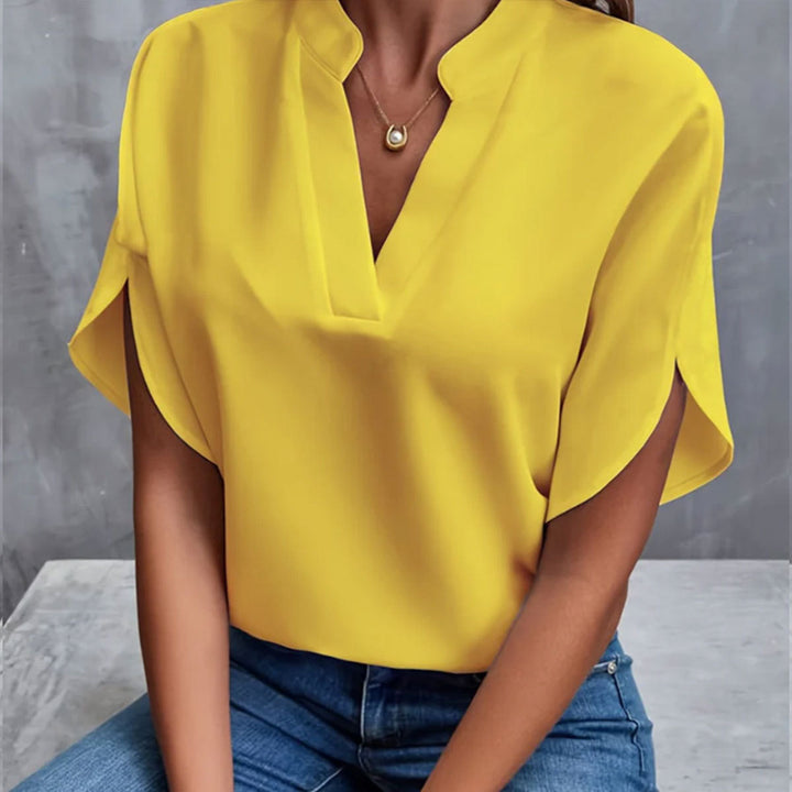 W&W Mode V-Ausschnitt Damen Kurzarm-Shirt