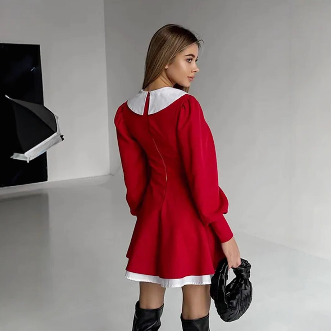 Damen sanft fließendes Kleid mit modernem Kragen WW