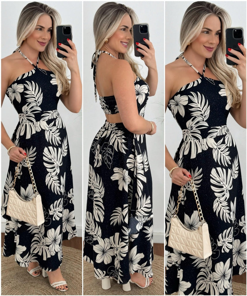 WW | Frühling Sommer Südostasien Urlaub Personalisierte Digitaldruck Halsband Röhren Oberteil Dünne Träger Kleid