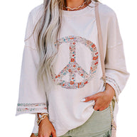 Damen Sweatshirt mit floralem Peace-Zeichen WW