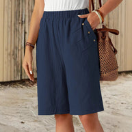 Damen lockere Sommer-Shorts mit elastischem Bund und praktischen Seitentaschen WW