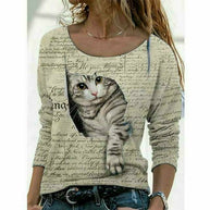 WW | Modernes T-Shirt mit Katzenprint
