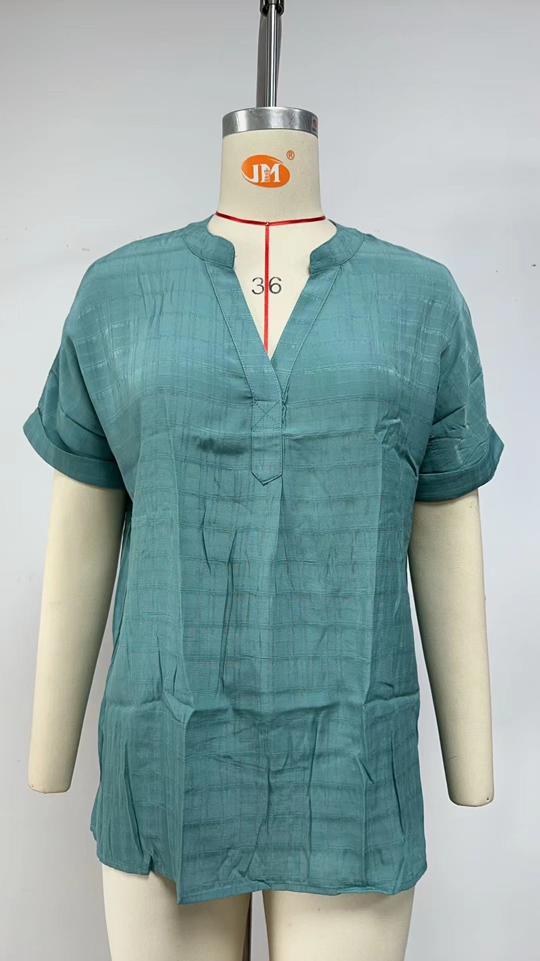 Damen V-Ausschnitt Bluse mit lässigem Schnitt und dekorativer Struktur WW