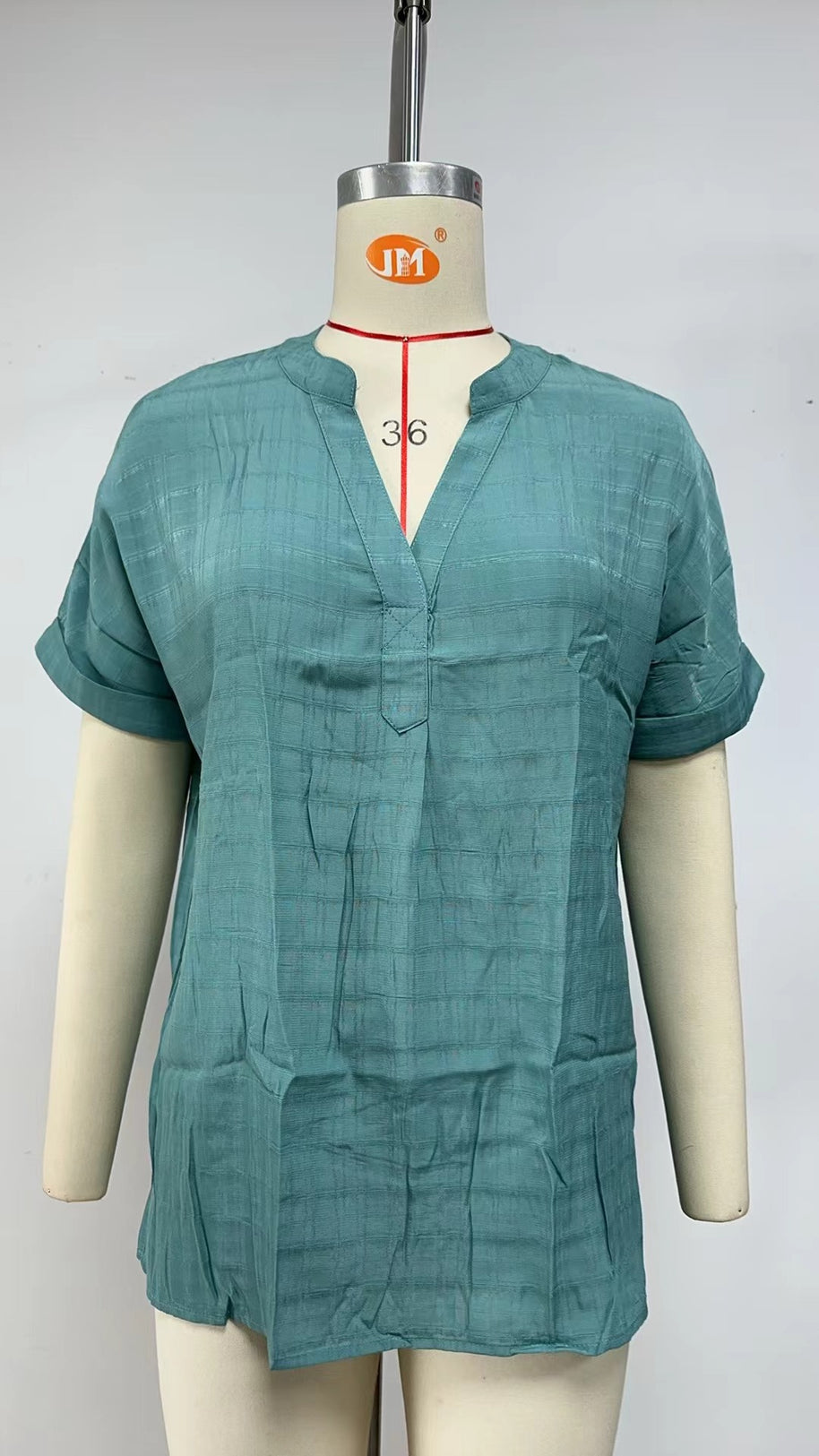 Damen V-Ausschnitt Bluse mit lässigem Schnitt und dekorativer Struktur WW