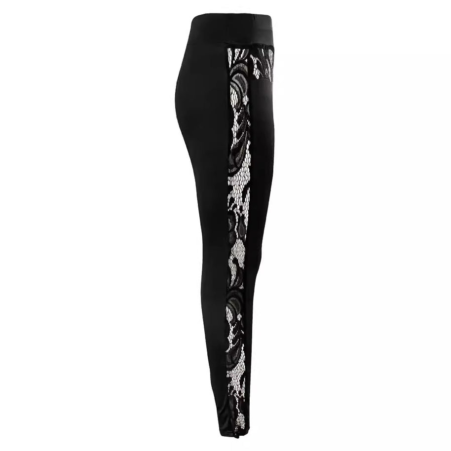 Damen sportliche Leggings mit verführerischem Spitzen-Detail WW