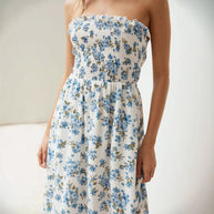 Damen Sommerliches Maxikleid mit schmalem Oberteil und Blumenprint WW