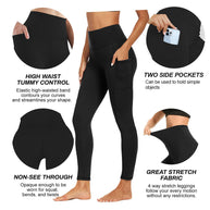 Damen Athletische Stretch-Leggings mit hoher Taille und seitlichen Taschen WW
