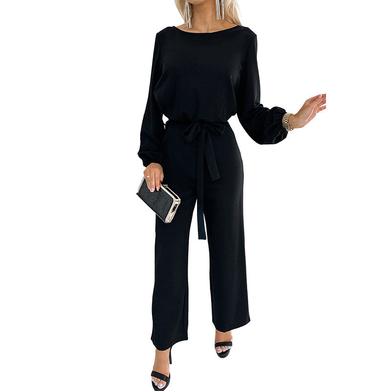 Damen eleganter Jumpsuit mit eleganten Ärmeln und tailliertem Schnitt WW