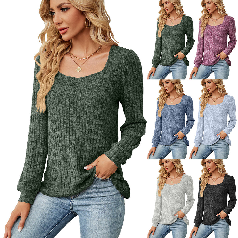Damen bequemer Pullover mit strukturiertem Feinstrick und weitem Ausschnitt WW