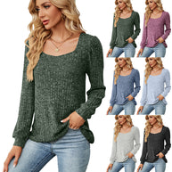 Damen bequemer Pullover mit strukturiertem Feinstrick und weitem Ausschnitt WW