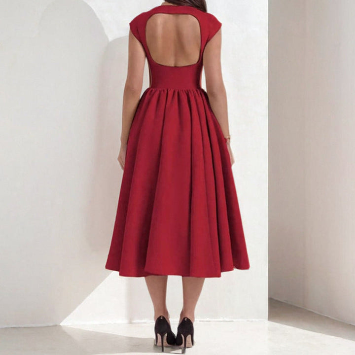 Damen Elegantes Midikleid mit tailliertem Oberteil und schwingendem Rock W&W Mode