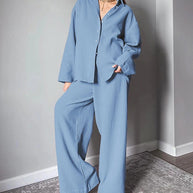 Damen Relaxed Fit Strukturierter Koordinierter Satz WW