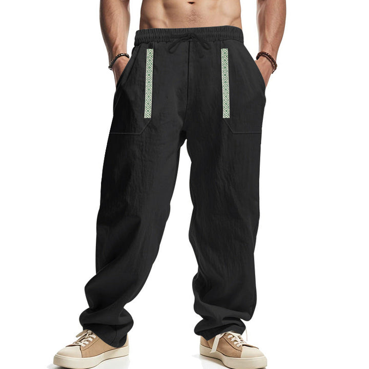 Herren lässige Leinen-Cargohose mit praktischen Seitentaschen und elastischem Bund W&W Mode
