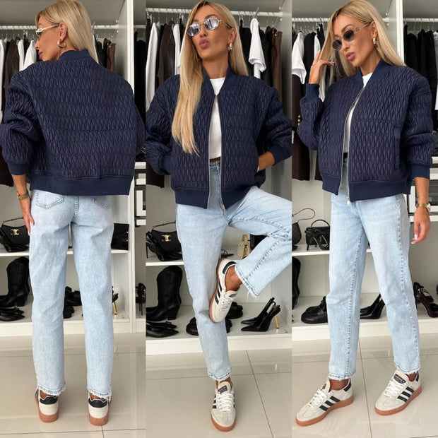 Damen Steppjacke im sportlich eleganten Design mit voluminösen Ärmeln WW