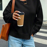 Damen Bequemer Pullover aus feiner Strickqualität mit zeitlosem Rundhalsausschnitt WW