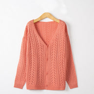Damen Strickcardigan mit luftiger Lochmusterung und V-Ausschnitt WW