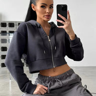 Damen Sportliche Crop-Top Jacke WW