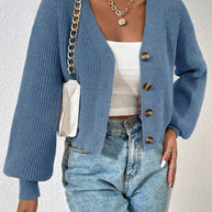 Damen Strickjacke mit strukturiertem Schnitt und dekorativen Knöpfen WW
