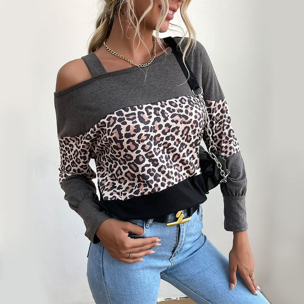 Damen Off-Shoulder Sweatshirt mit tierischem Print und lässigem Schnitt WW