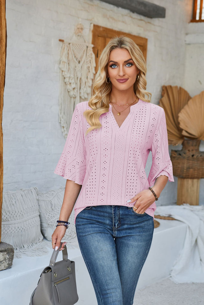 Damen Bluse mit eleganter Lochstickerei WW