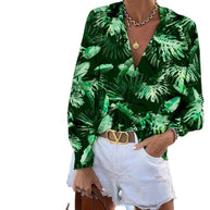 Damen Bluse mit floralem Muster und tiefem V-Ausschnitt WW