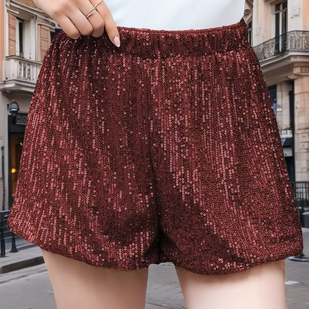 Damen Glitzernde Shorts mit elastischem Bund W&W Mode