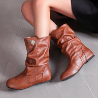 Damen modische Stiefel mit lässigem Falten-Design und elegantem Absatz W&W