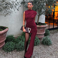 Damen figurbetontes Minikleid mit asymmetrischer Drapierung W&W