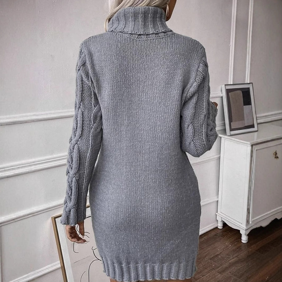 Damen Strickkleid mit elegantem Zopfdesign WW
