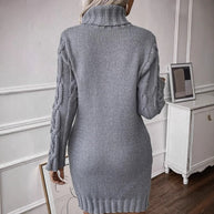 Damen Strickkleid mit elegantem Zopfdesign WW